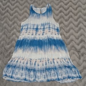 Mod Ref Womens Size L Blue White Pink Tie Dye Sleeveless Summer Dress